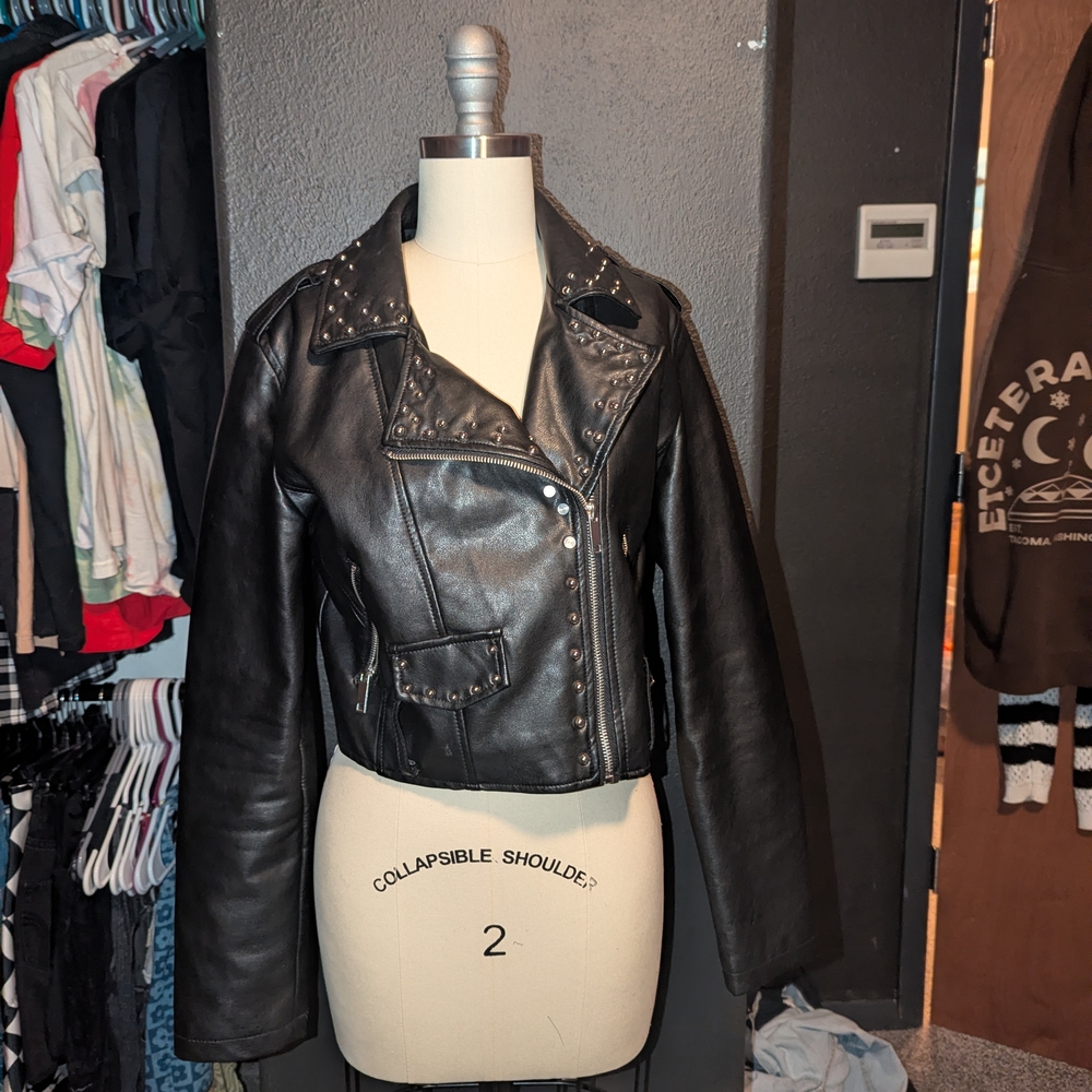 Forever 21 Black Studded Leather Jacket